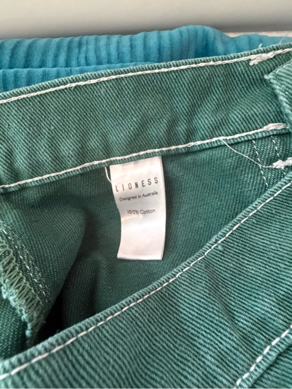 Lioness Miami Vice Sage-Green Cargo Jeans High-Rise Wide Leg Baggy Fit Pants - Picture 14 of 16